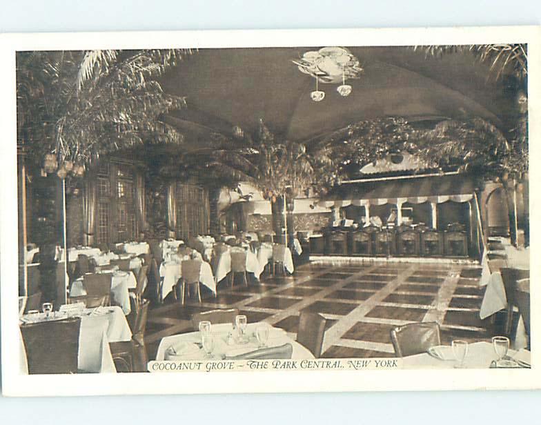 Central Park Hotel New York City Vintage Postcard Historic New York Cocoanut Grove