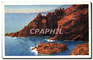 Old Postcard The French Riviera Corniche Golden Red Rocks at Trayas