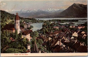 Postcard Switzerland Thun and the Alps