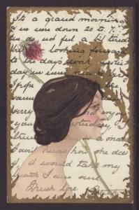 Fantasy Flowers,Woman's Face Postcard 