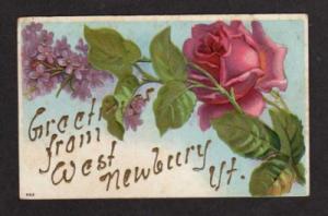 VT Greetings from WEST NEWBURY VERMONT Postcard Flowers