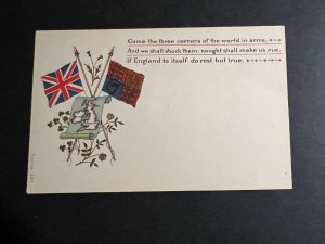 Mint British Empire Postcard Come Three Corners in Arms Union Jack UK GB Britain