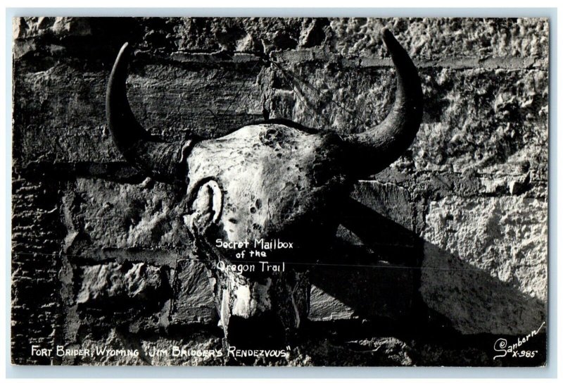 Fort Brider Wyoming Jim Bridger's Rendezvous Secret Mailbox RPPC Photo Postcard