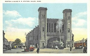 Salem MA B&M Railroad Station Train Depot Postcard