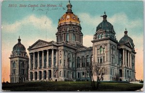 1912 State Capitol Building Des Moines Iowa IA Government Office Posted Postcard