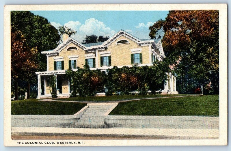Westerly Rhode Island RI Postcard The Colonial Club Building Exterior View 1920
