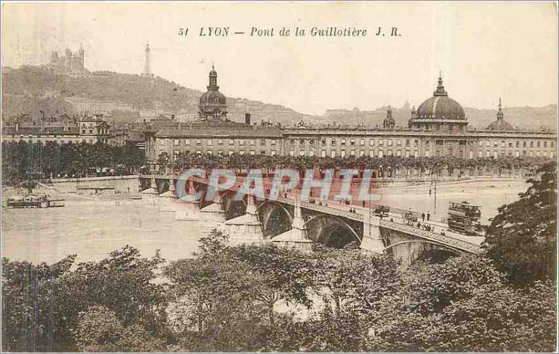 Old Postcard Lyon Guillotiere Bridge