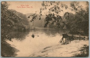 NORTH WATER GAP PA SILVER LAKE 1914 ANTIQUE POSTCARD w/ CORK CANCEL