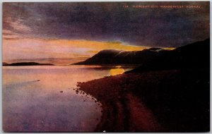 Midnight Sun Hammerfest Norway Scenic Picturesque View Postcard