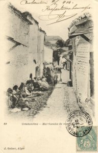 PC CPA ALGERIA, CONSTANTINE, MARCHANDES DE VIEUX, J. GEISER, (b8313)