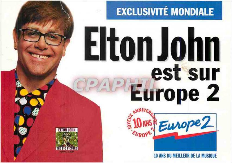 Postcard Modern Elton John is on Europe 2 radio