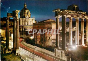 Postcard Modern Rome Roman Forum at night