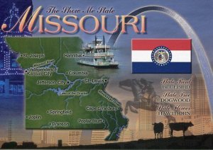 MO: MISSOURI SHOW ME STATE MAP POSTCARD