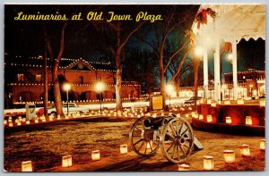 Albuquerque New Mexico 1970s Postcard Christmas Luminarios Old Town Plaza