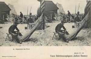Lot 5 postcards early stereographic views life stereo scenes fishermen boats 