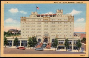 California MONTEREY Hotel San Carlos with older cars - LINEN