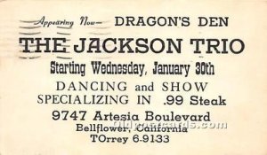 The Jackson Trio Dragon's Den 1963 slight crease left bottom corner, postal m...