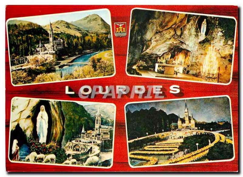 Modern Postcard Lourdes Grotto Basilica Apparition Torchlight Procession