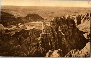 View from Sheep Mountain, Badland Nat'l Monumend SD c1940 Vintage Postcard X39