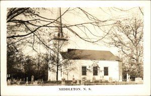 MIDDLETON NOVA SCOTIA Church & Cemetery Old REAL PHOTO Postcard