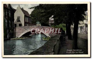 Old Postcard Belgium Brugge Paardeburg Horse Bridge