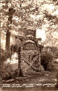 Real Photo Postcard Name Plate AK-SAR-BEN Gardens near Aitkin, Minnesota