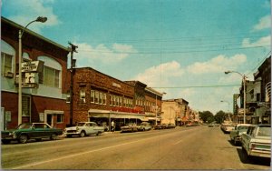 Postcard Looking East on Van Buren in Columbia City, Indiana