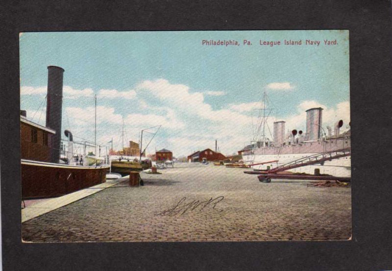 PA League Island Navy Yard Ships Naval Philadelphia Pennsylvania Postcard