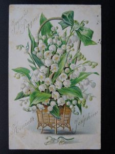 France Greeting JOYEUSES PAGUES Happy Easter Lily L.O.V. 1905 Embossed Postcard