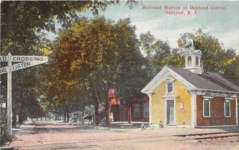 G62/ Oakland Rhode Island Postcard c1910 Railroad Depot Oakland Centre