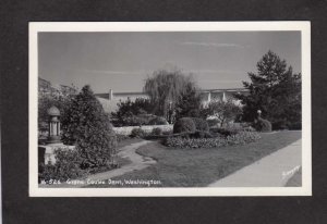 WA View Gardens Grand Coulee Dam Washington State Postcard RPPC Real Photo