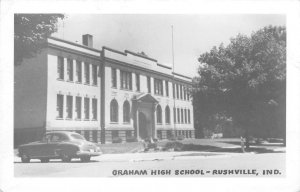 RPPC GRAHAM HIGH SCHOOL Rushville, Indiana Glenwood 1954 Vintage Postcard