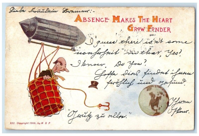 1907 Man In Airship Dirigible St. Joseph Missouri MO Posted Antique Postcard