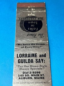 Vintage Matchbook Cover Lorraine and Guilda Restaurant Auburn, Maine MB167