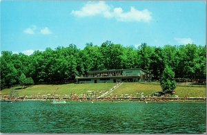 Bathhouse and Beach at Montgomery Bell State Park Burns TN Vintage Postcard A65