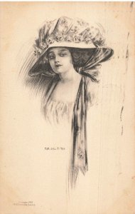 BEAUTIFUL WOMAN~1911 MARJORIE McMEIN POSTCARD NEW CASTLE TO SPRINGPORT INDIANA