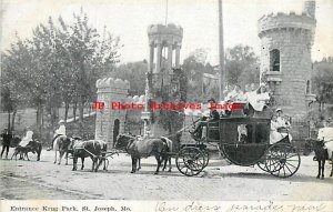 MO, Saint Joseph, Missouri, Krug Park Entrance, Stage Coach, 1908 PM