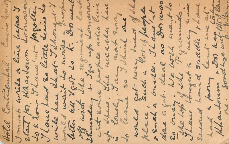 Egypt 1901 correspondence hotel Continental Cairo reply via Blackheath England