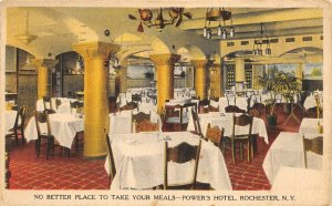 Rochester New York 1917 Postcard Power's Hotel Restaurant Interior Dining Room