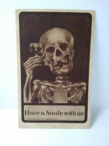 Halloween Postcard Ullman Fantasy Skeleton Death Drinks 1910 South Bend IND 160