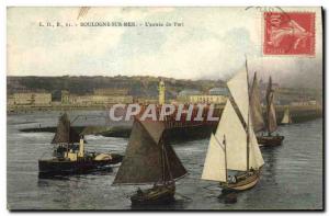 Old Lighthouse Postcard Boulogne sur Mer L & # 39entree Harbor boats