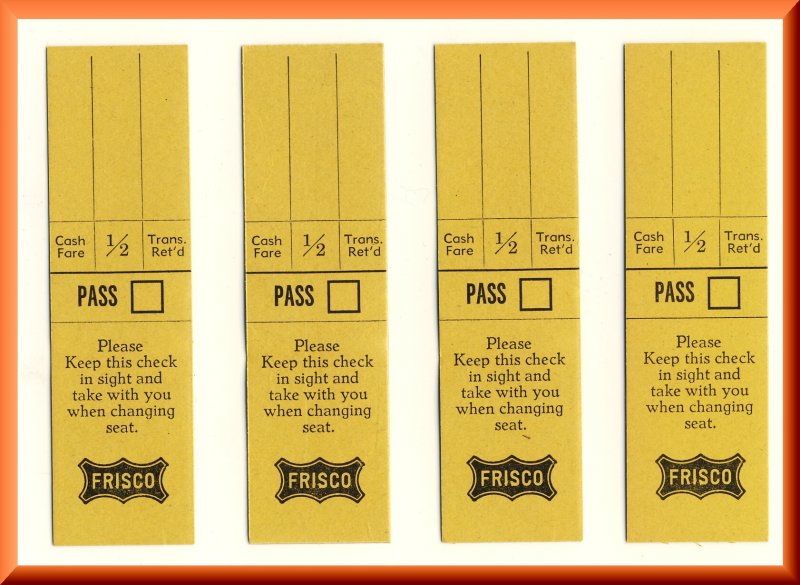 4 St. Louis & San Fransico Railway Tickets, Frisco Railroad/RR, 1960's?
