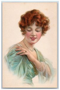 Rue Martel Paris Postcard Pretty Woman Blond Curly Hair c1910's Unposted Antique