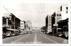 RPPC Street View Wenatchee WA Real Photo Postcard Rialto Lerois Cascadian