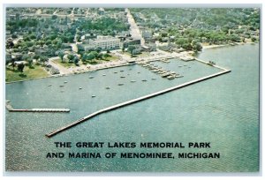 Aerial View Of  The Great Lakes Memorial Park Marina Menominee MI Postcard