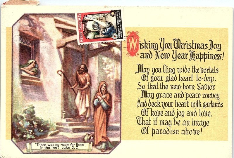 c1920 CHRISTMAS WISHES NATIVITY WHEAT RIDGE LUTHERAN SANITARIUM POSTCARD 39-299