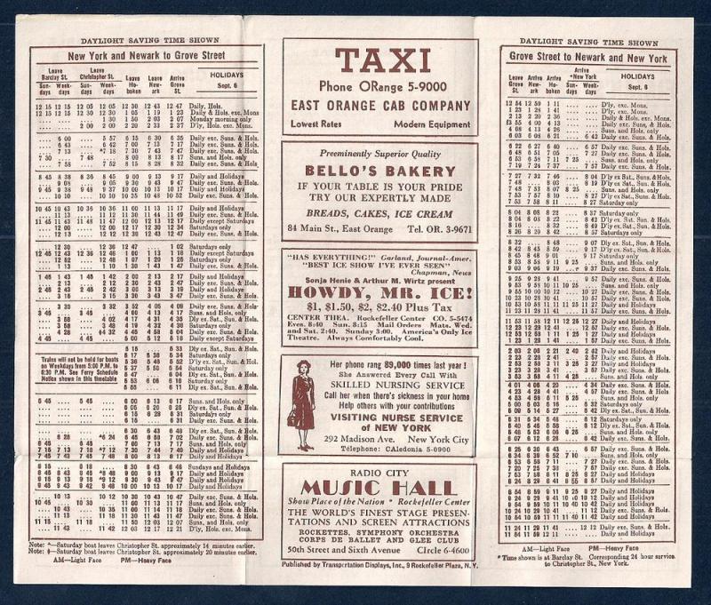 LACKAWANNA Railroad Timetable Newark NJ to Grove St NY c1948