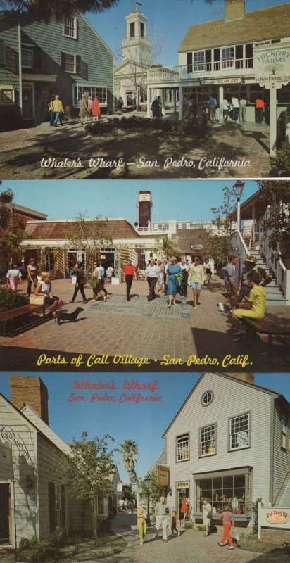 Whalers Wharf San Pedro Call Village 3x USA Postcard s