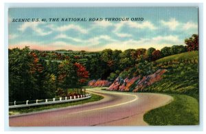 Scenic US 40 National Road Through Ohio Vintage Postcard 