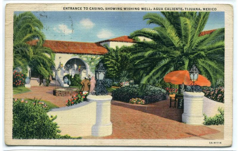 Casino Entrance Wishing Well Agua Caliente Tijuana Mexico postcard